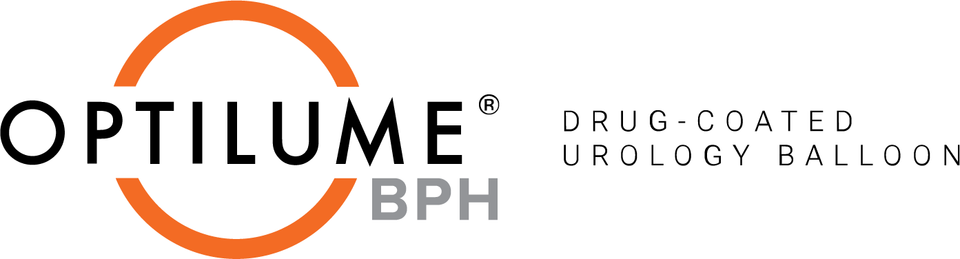 a logo for optilume bph drug coated urology balloon